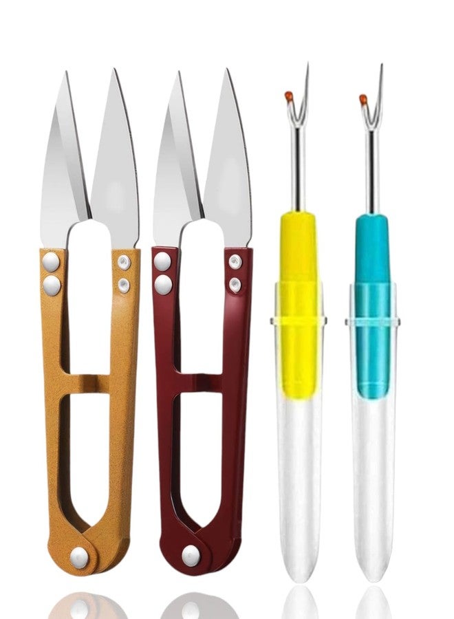RIANZ Pack of 4 Sewing Tool Kit, Stitching Thread Unpicker, Seam Rippers for Sewing (2 Seam Ripper & 2 Thread Scissor) - Image 1